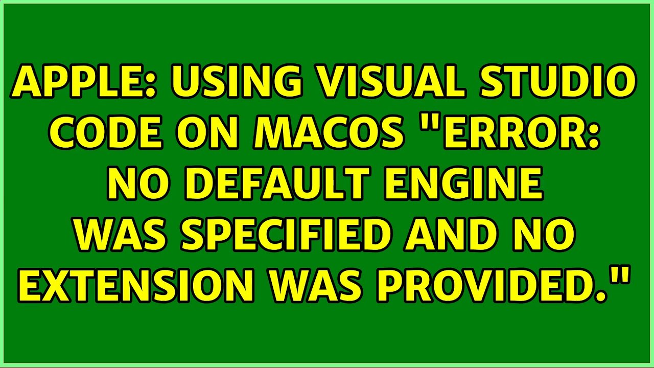 Using Visual Studio Code on MacOS \