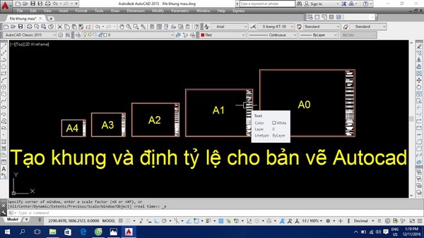 Cách Thiết Lập Và Định Dạng Cho Khung Bản Vẽ Cad