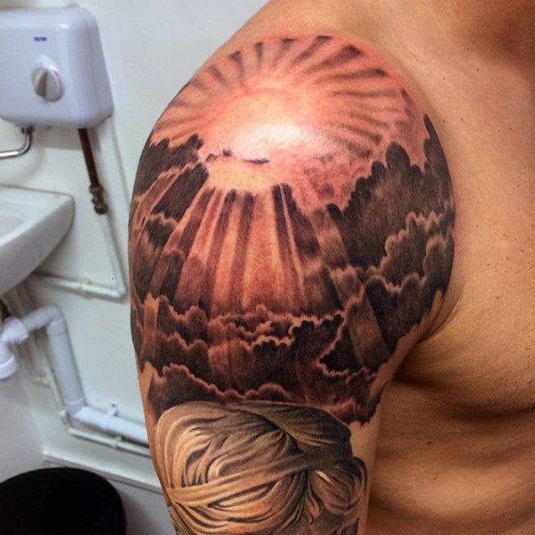 Top 63 Sun Tattoo Ideas [2021 Inspiration Guide] | Sun Tattoo Designs, Sun  Tattoos, Mens Shoulder Tattoo