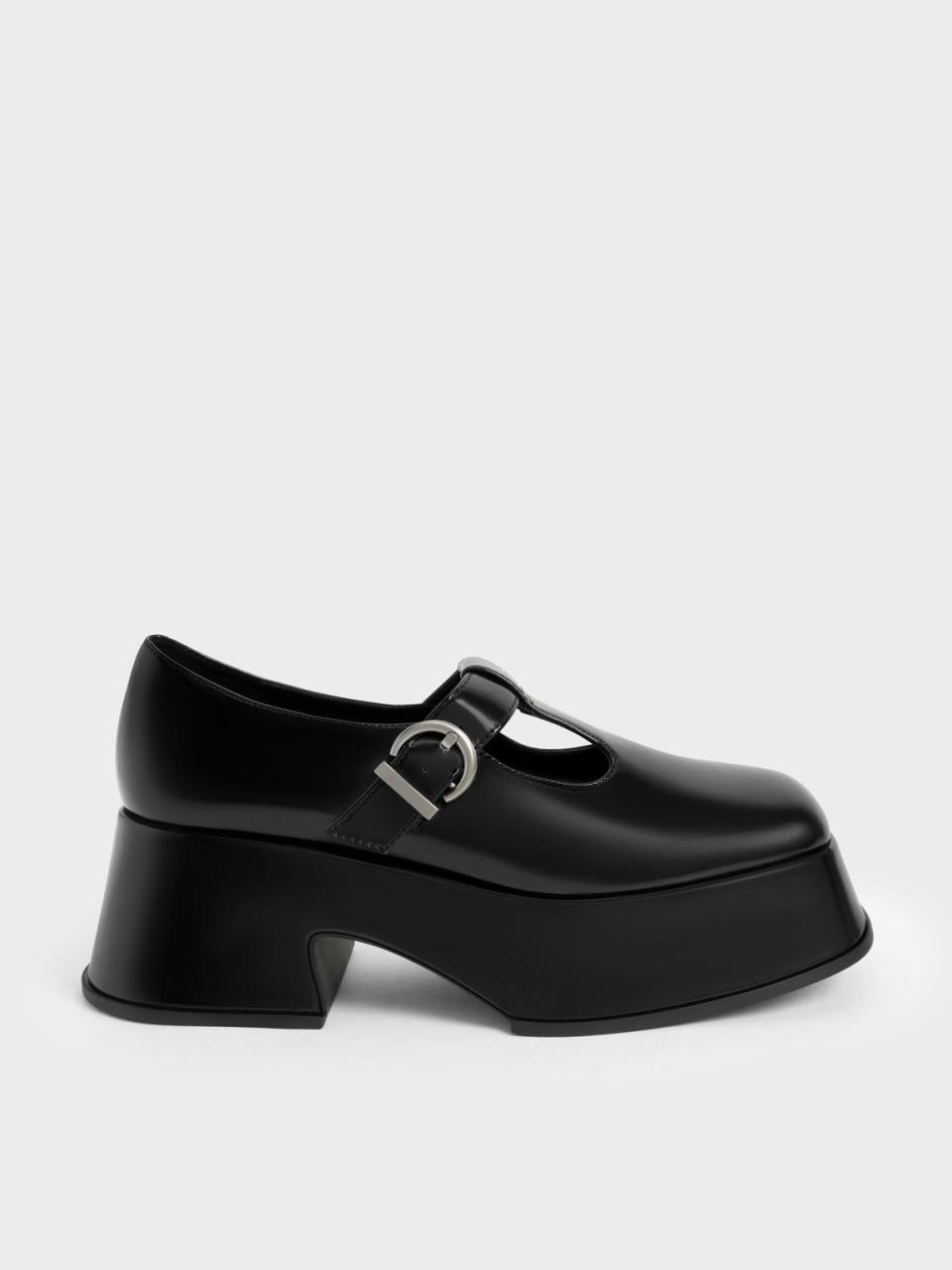 Black Platform T-Bar Mary Janes - Charles & Keith Sg