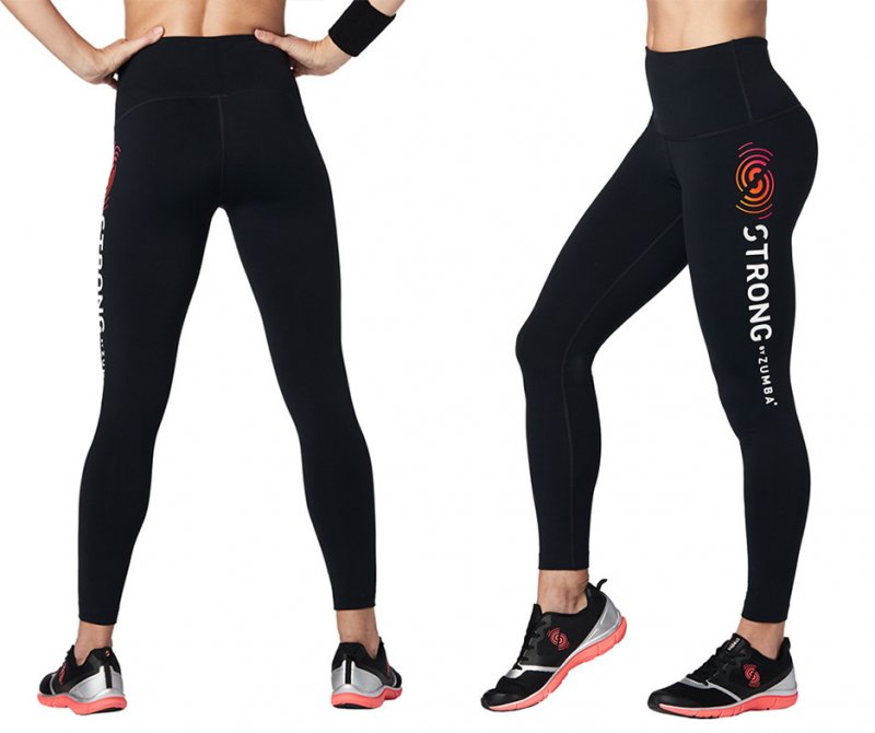 Strong By Zumba High Waisted Leggings Size Xs & Xl - Bold Black