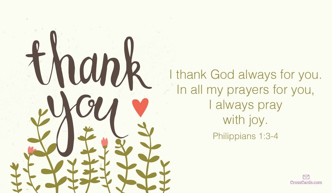 Free I Thank God Always For You Ecard - Email Free Personalized Thank You  Cards Online