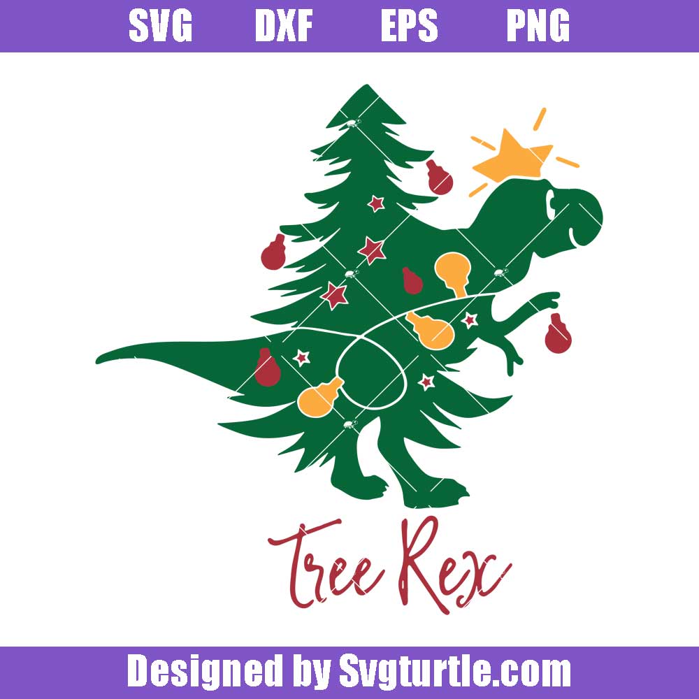 Tree Rex Christmas Svg, Dinosaur T-Rex Svg, Christmas