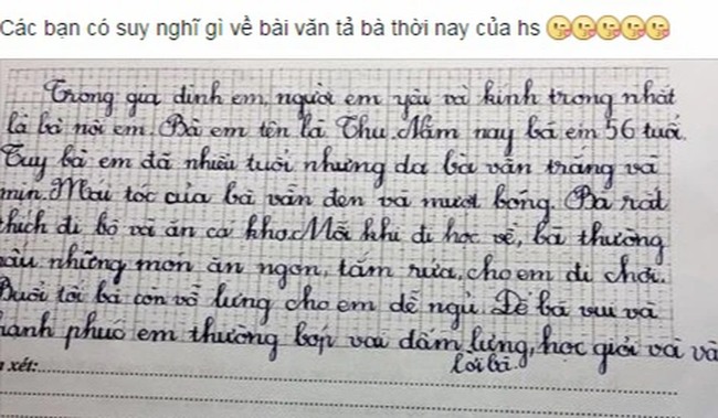 Bài Văn Tả Bà Nội Của Cô Bé Lớp 2 Khiến Dân Tình Phát Sốt, Tả Ngoại Hình  Còn Hơn Thiếu Nữ