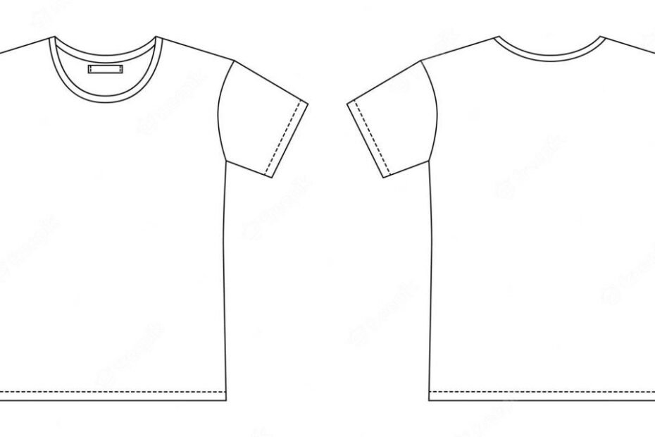 Blank T Shirt Outline Sketch. Apparel T-Shirt Cad Design. Isolated  Technical Fashion Illustration. Mockup Template. Front And Back Vector. |  Download On Freepik