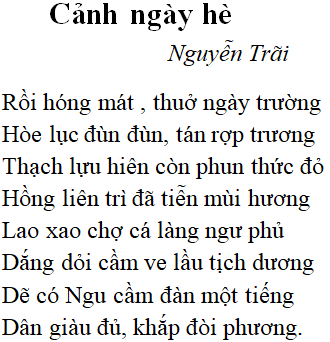 Bài Thơ Cảnh Ngày Hè - Nội Dung, Dàn Ý Phân Tích, Bố Cục, Tác Giả | Ngữ Văn  Lớp 10