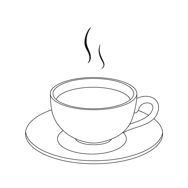 Premium Vector | Illustration Line Drawing A Fresh Hot Cup Of Coffee Or Tea  Cup Of Italian