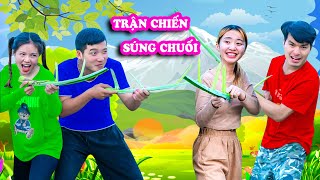 Trận Chiến Súng Chuối Siêu Hài Hước - Đội Thua Sẽ Phải Cõng Đội Thắng -  Phim Hài Hai Anh Em Táo Tv - Youtube