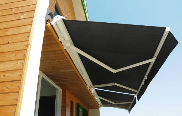 Outdoor High Quality Automatic Sliding Canopy Retractable Roof System Patio  Awning For Sunshade Of A Modern Wooden House Stock Photo - Download Image  Now - Istock