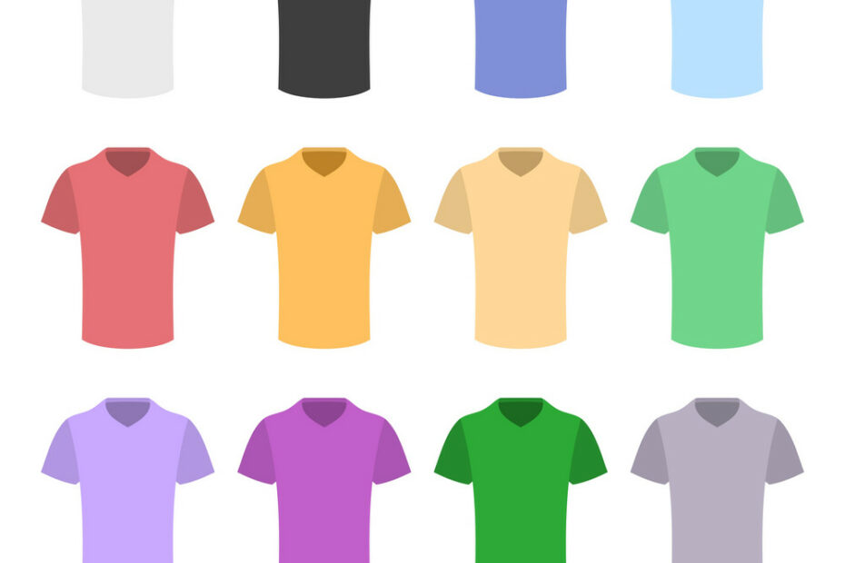 Plain T-Shirt Color Template Set In Flat Design Vector Image