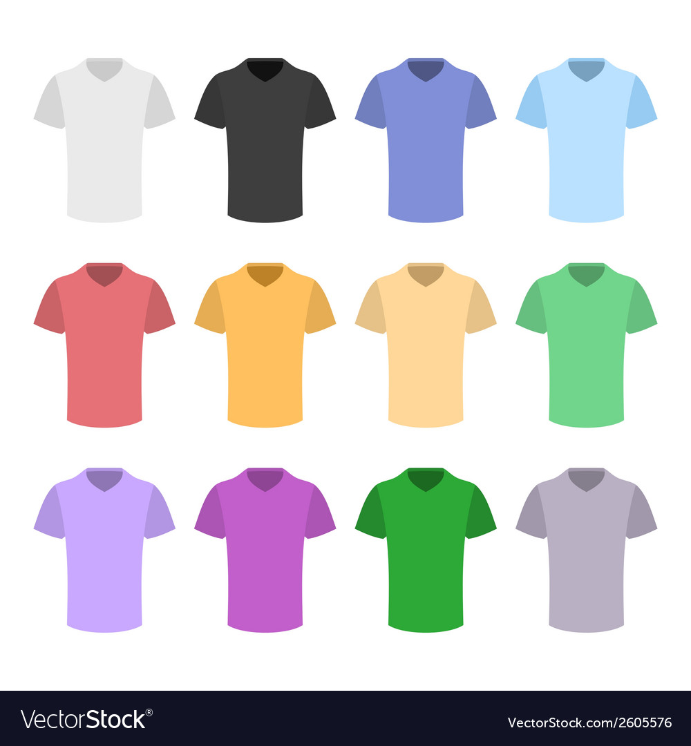 Plain T-Shirt Color Template Set In Flat Design Vector Image