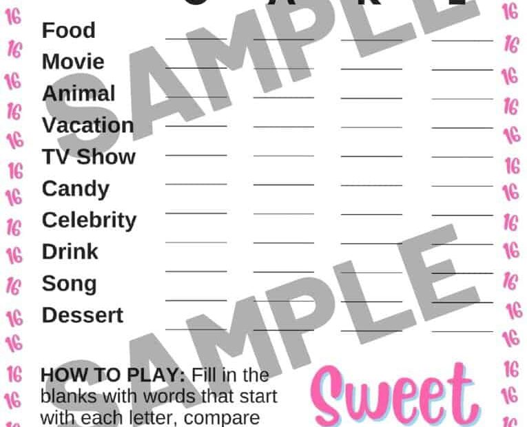 Sweet 16 Party Games - Free Printables | Parties Made Personal