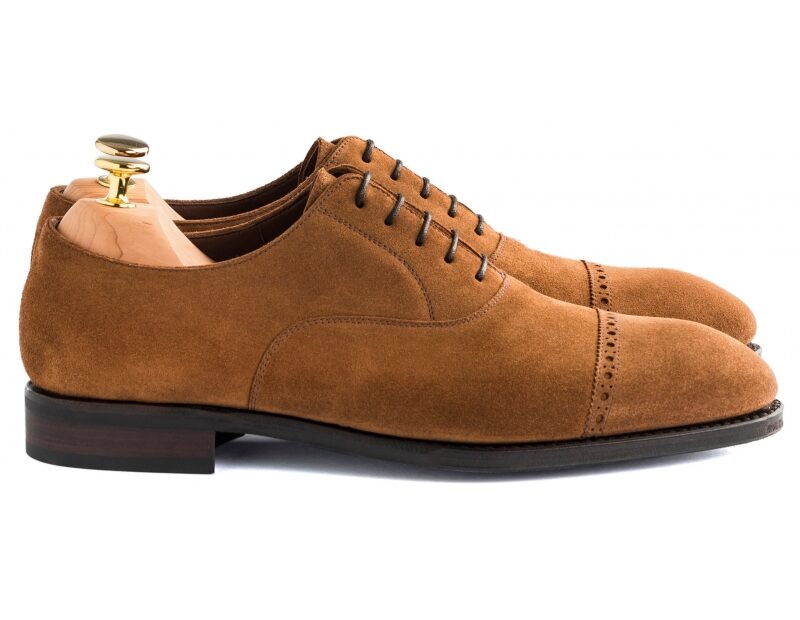 Tlb Mallorca Brogued Cap Toe Oxford In Medium Brown Suede | Skolyx