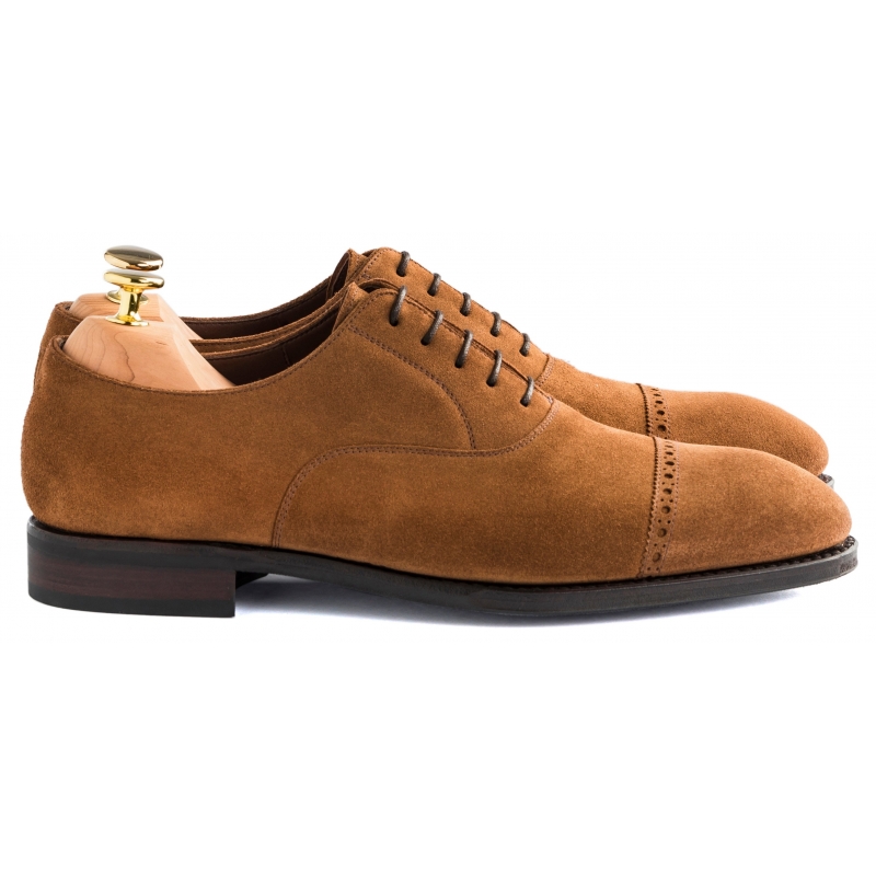 Tlb Mallorca Brogued Cap Toe Oxford In Medium Brown Suede | Skolyx